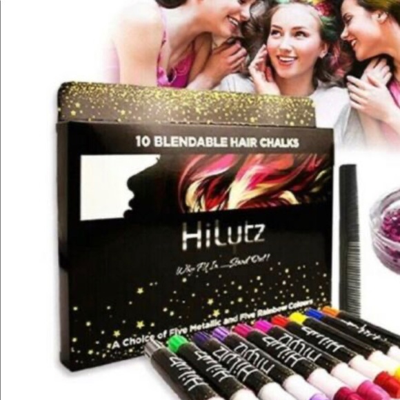 HiLytz Blendable Hair Chalks Metallic Rainbow NIB - Picture 2 of 6